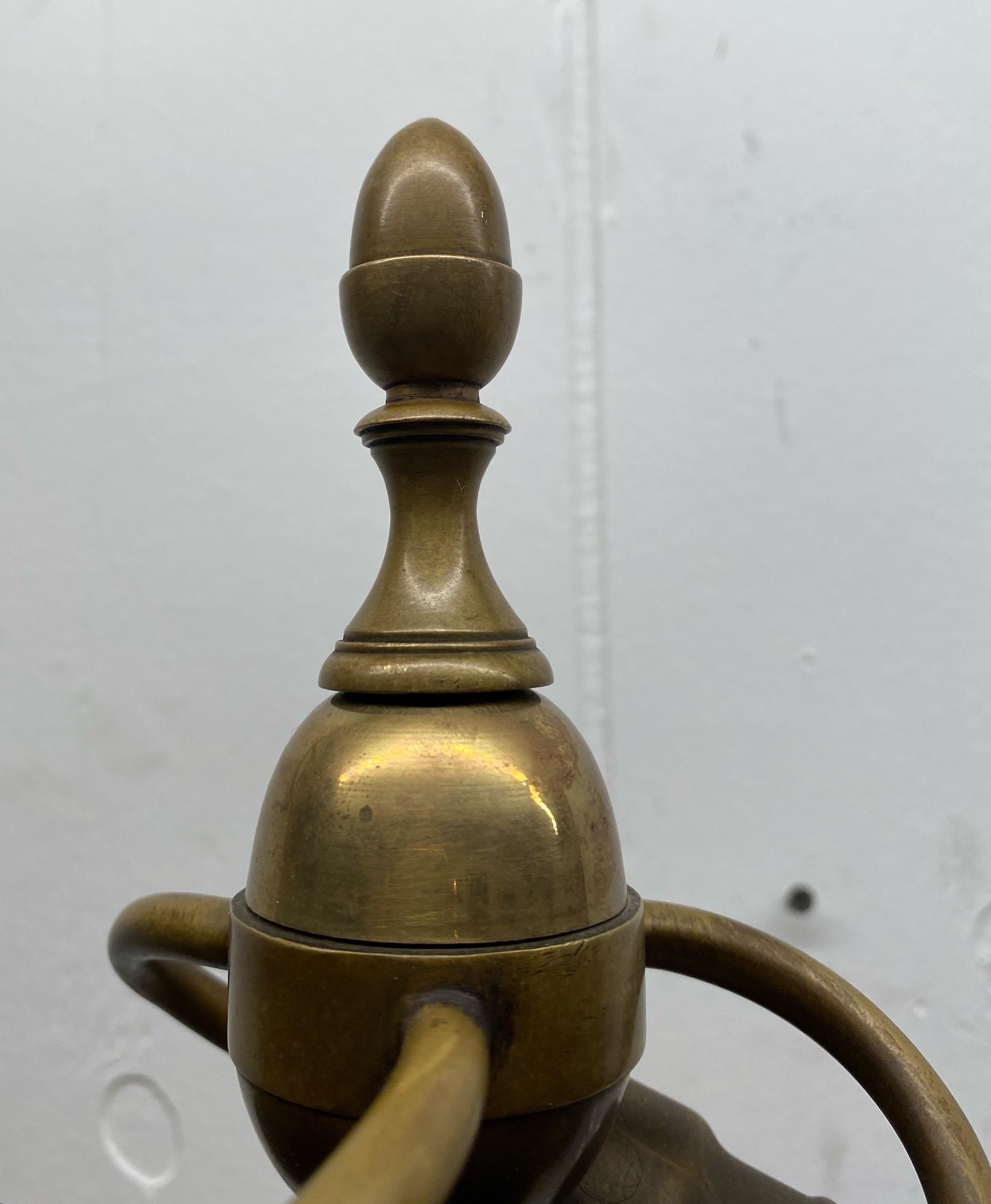  Baroque E. F. Caldwell Bronze Lamp with Greek Key Patinated Brass Shade 3