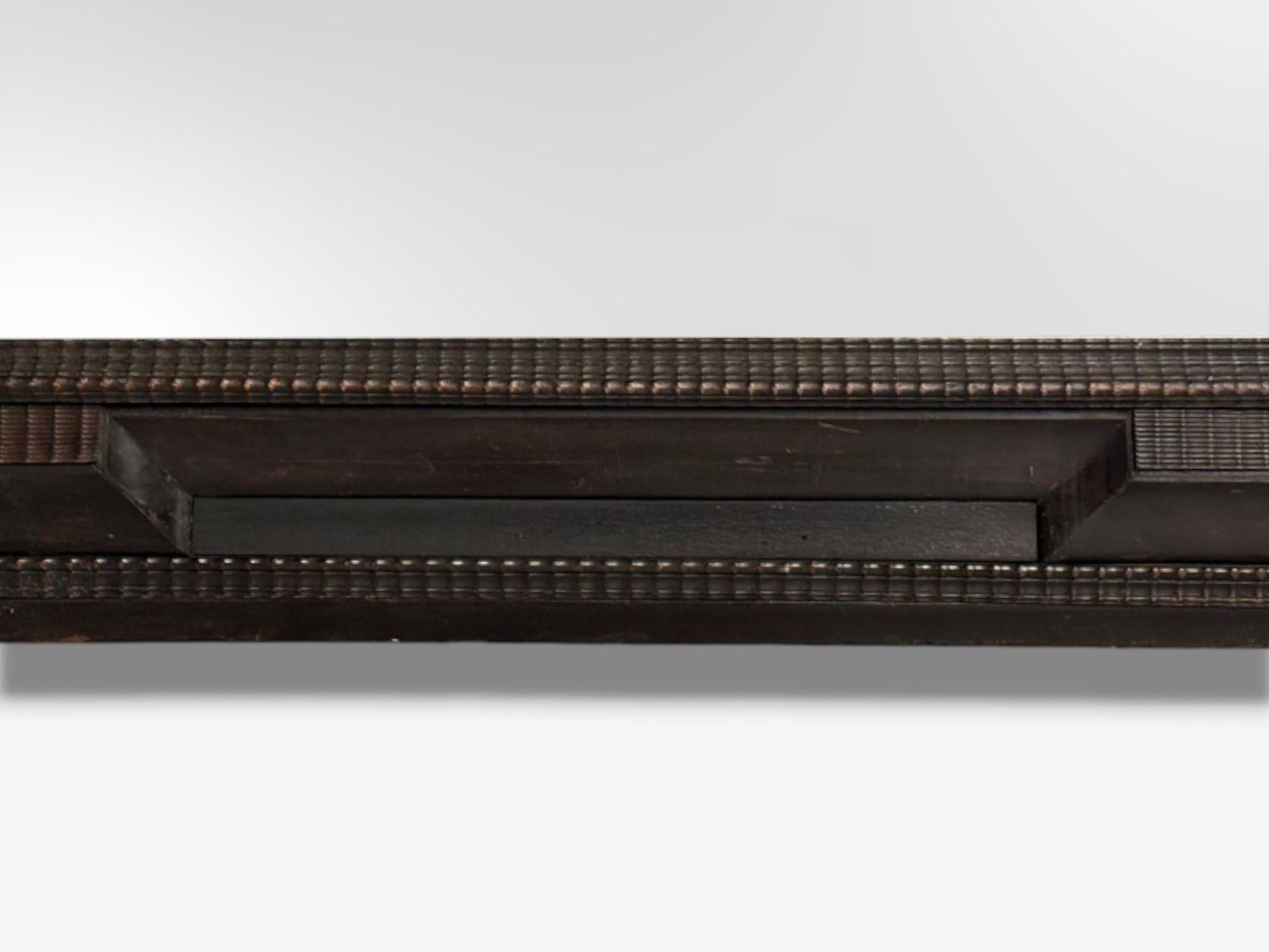 Baroque, Ebonized Wood, Dutch Ripple Frame, Large Wall Mirror, 19th C. For Sale 3