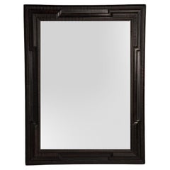 Antique Baroque, Ebonized Wood, Dutch Ripple Frame, Large Wall Mirror, 19th C.
