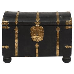 Baroque Embossed Black Leather Chest