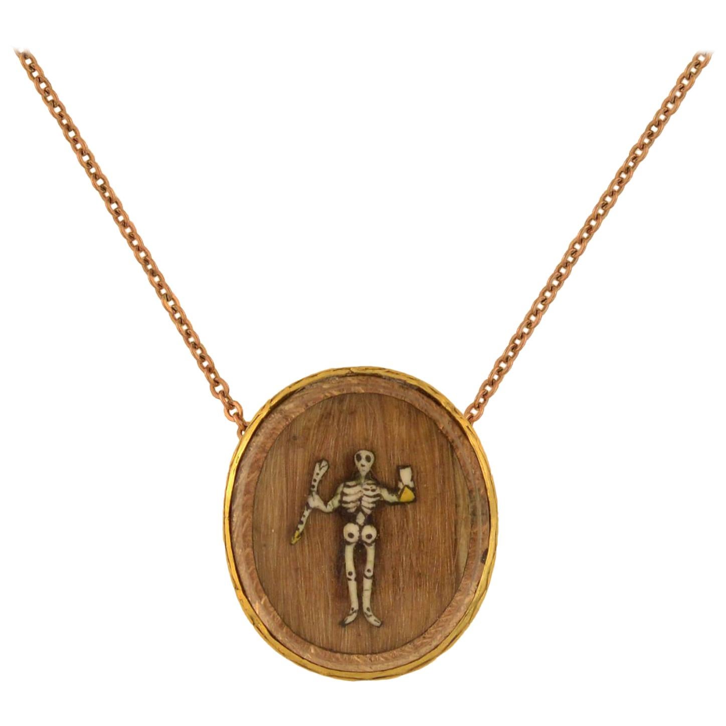 Baroque Era "Memento Mori" Skeleton and Hair Slide Pendant