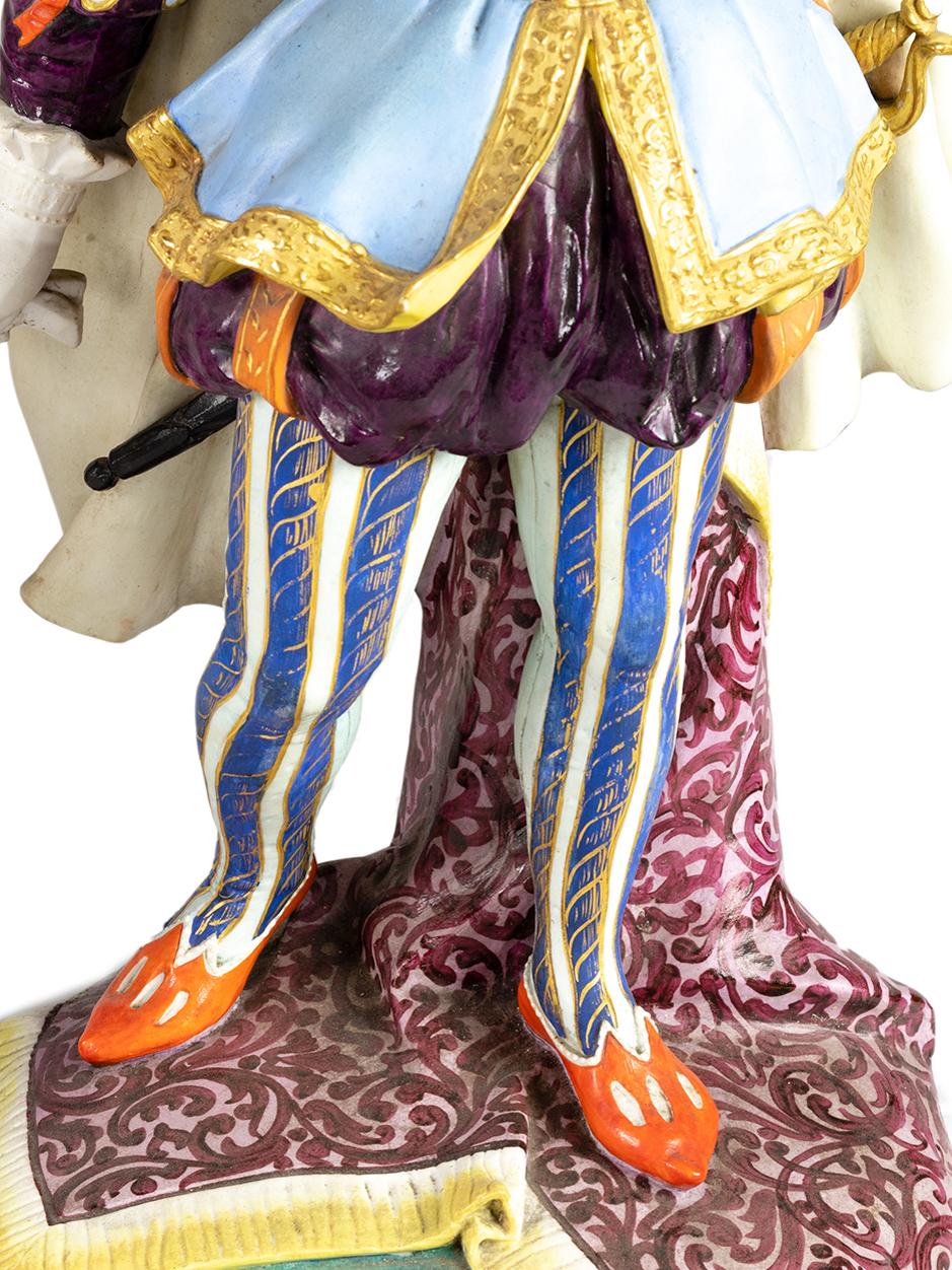 Statue barocche in maiolica, Creil et Montereau, XIX secolo in vendita 4