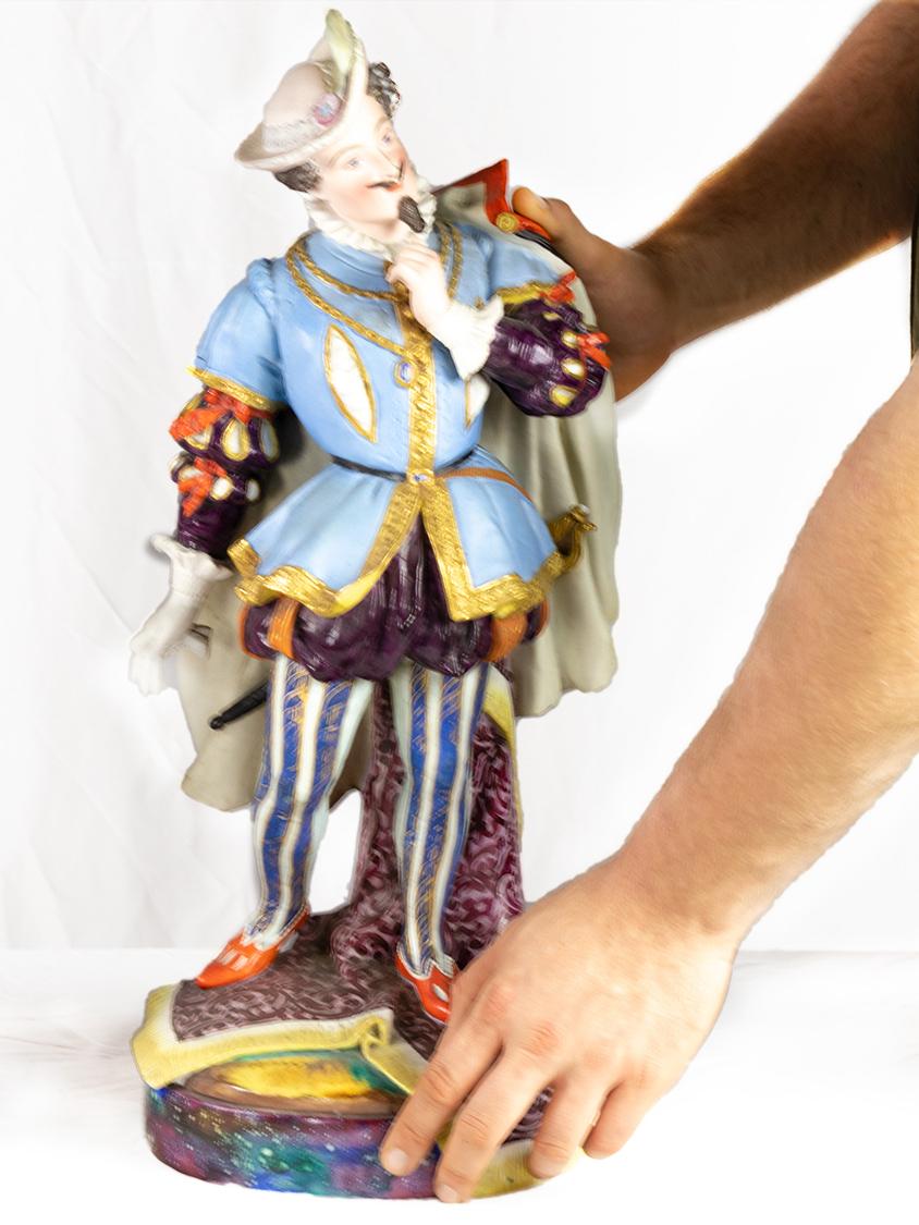 Statue barocche in maiolica, Creil et Montereau, XIX secolo in vendita 5