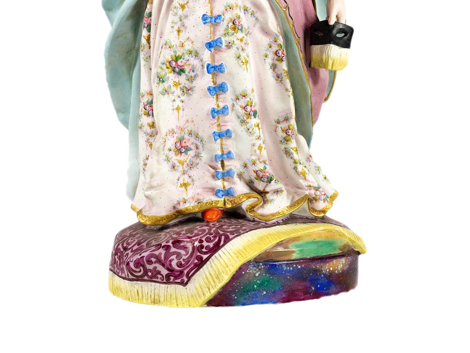 Statue barocche in maiolica, Creil et Montereau, XIX secolo in vendita 7
