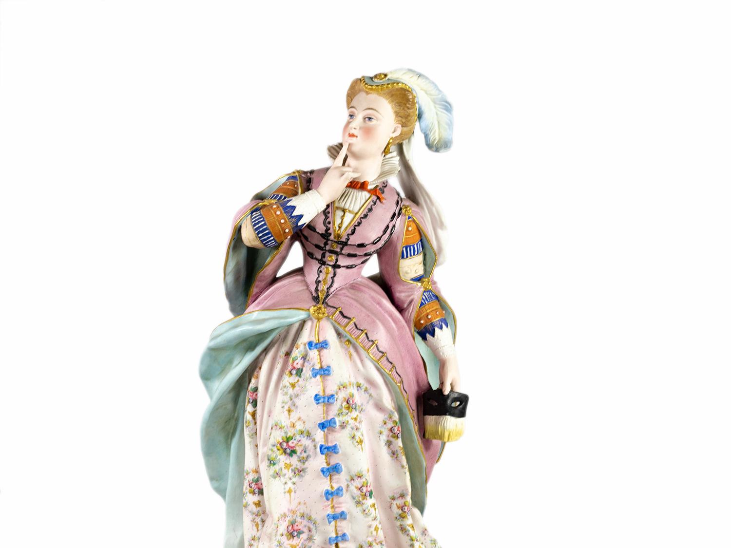 Neorococò Statue barocche in maiolica, Creil et Montereau, XIX secolo in vendita