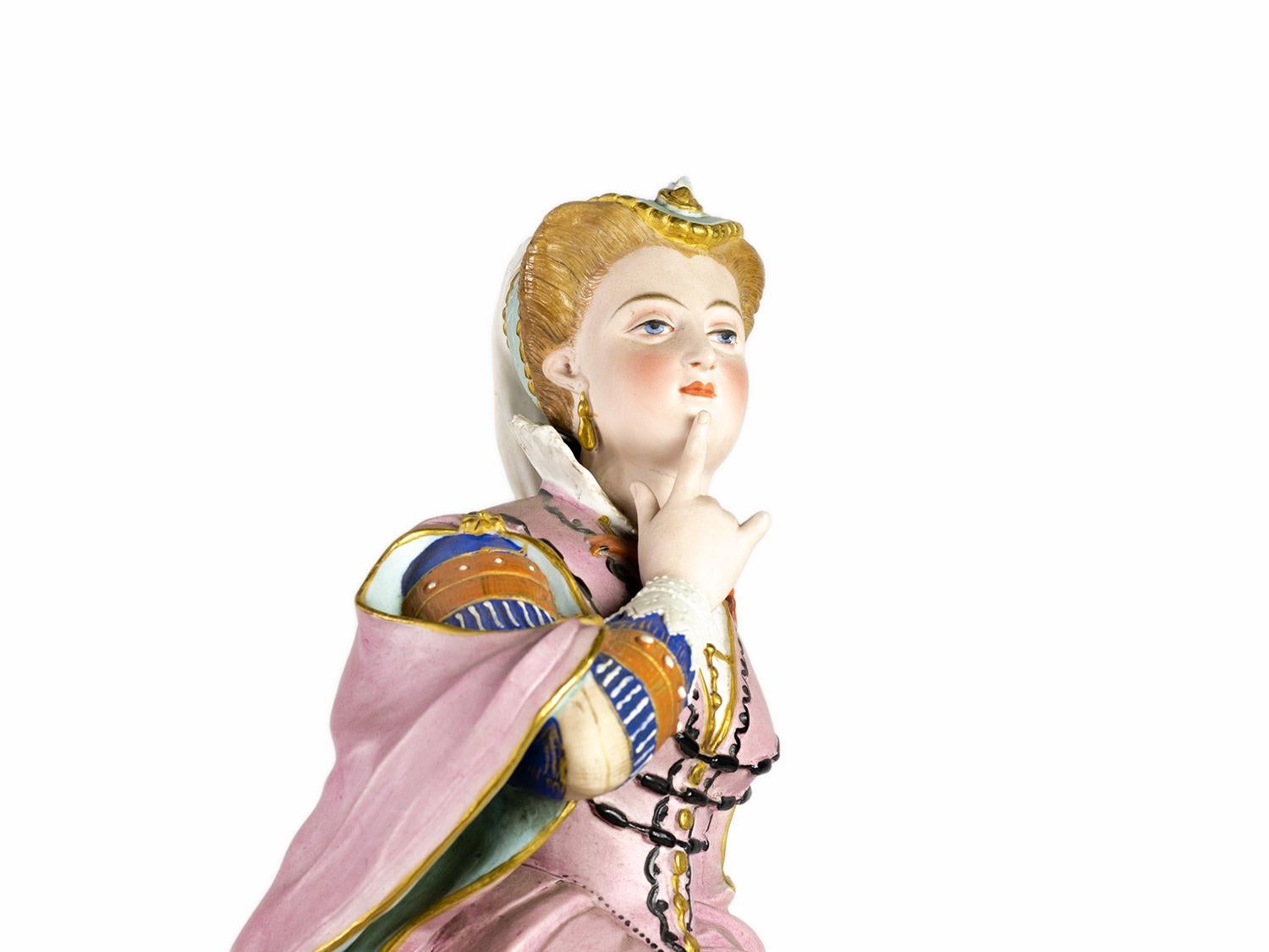 Francese Statue barocche in maiolica, Creil et Montereau, XIX secolo in vendita