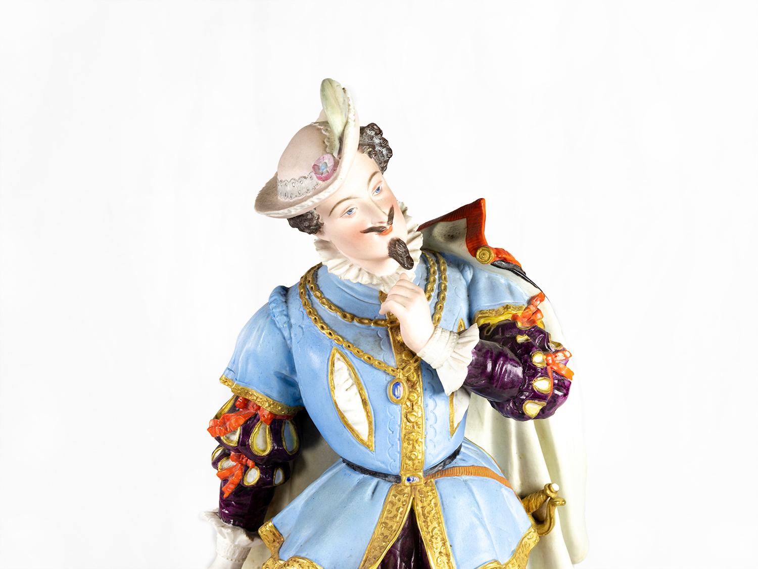 Statue barocche in maiolica, Creil et Montereau, XIX secolo in vendita 2