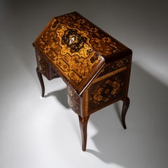 Baroque Fall-Front Secretary with Marquetry Surface, 18th Century