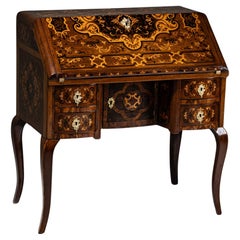 Baroque Fall-Front Secretary with Marquetry Surface, 18th Century