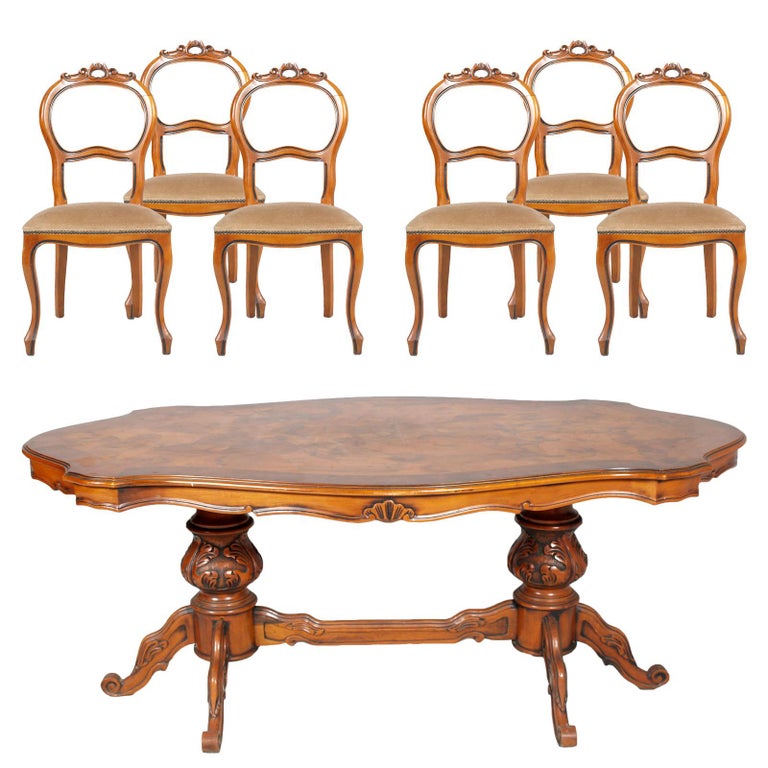 Age Art Deco Baroque Dining Table And Chairs Louis Philippe