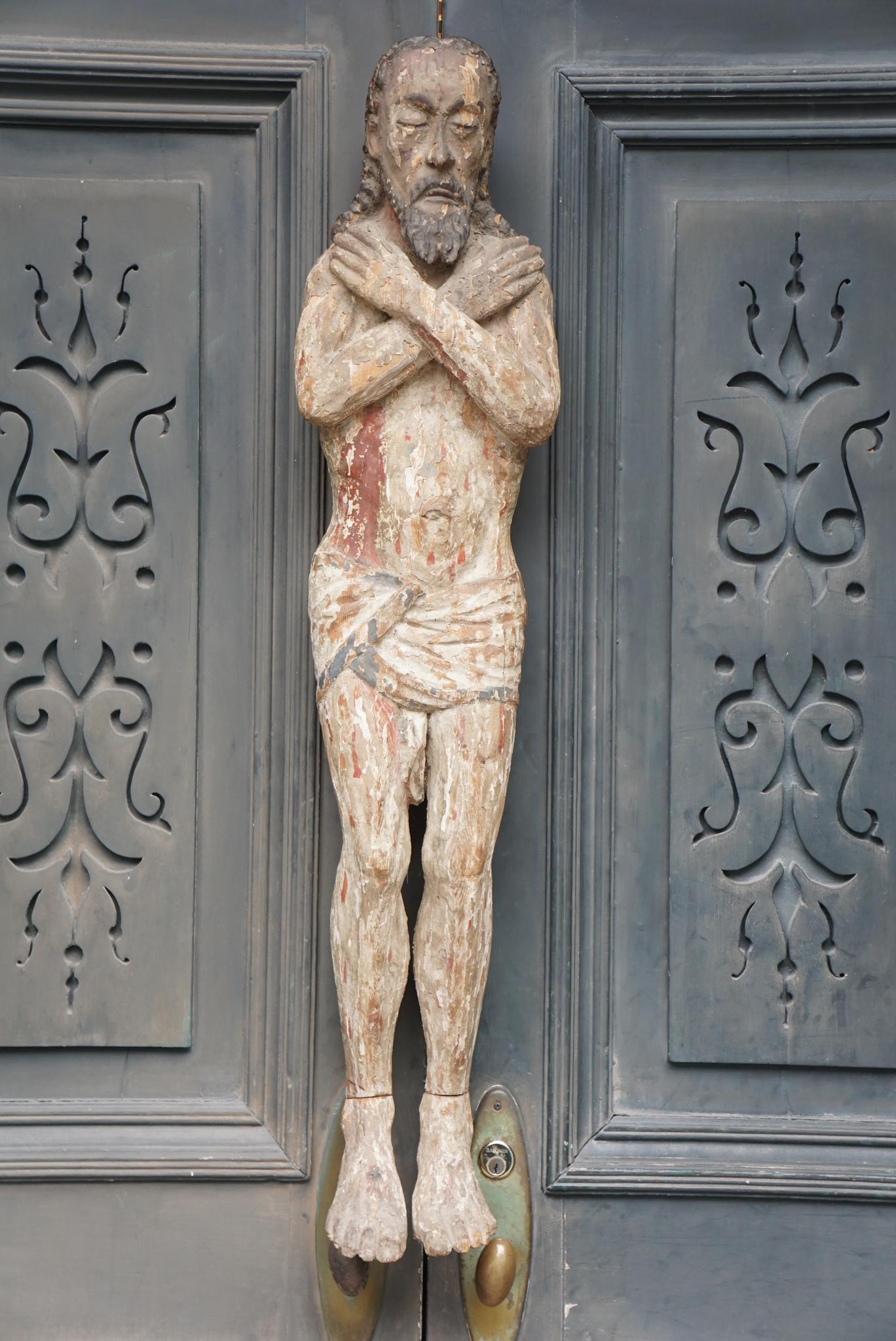 Carved Baroque Figure of Crucified Christ For Sale
