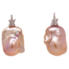 Vintage Baroque Fine Light Pink Natural Fresh Water Pearl Earrings