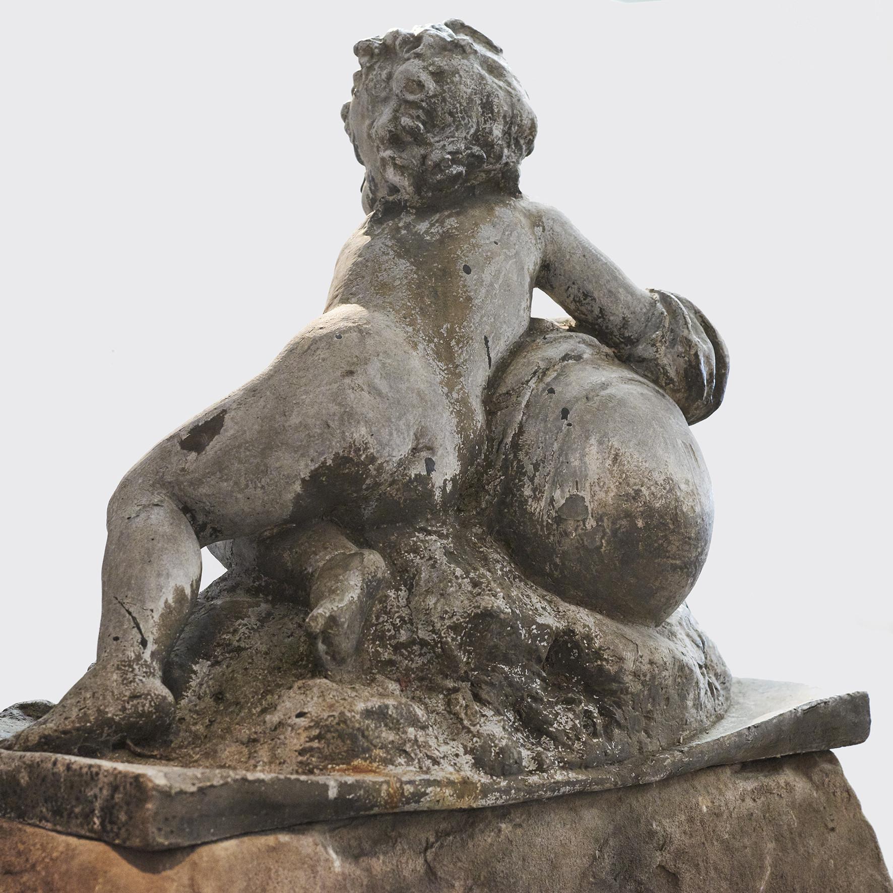 Lead Baroque Fountain In Shape Of Putti. Denmark Circa 1744