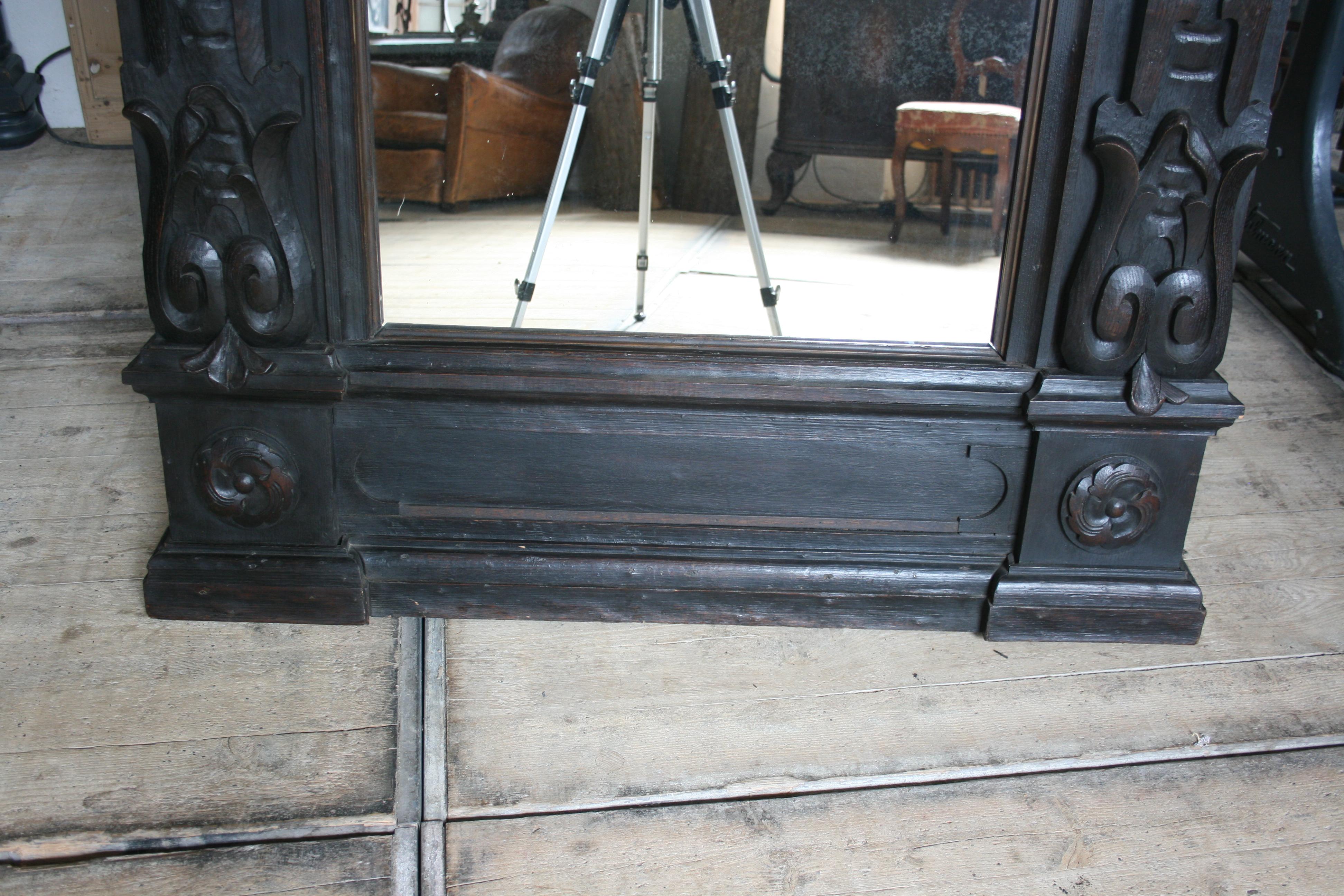 Baroque Frame Mirror from Benrath Castle in Germany, Oak, 17th Century 5