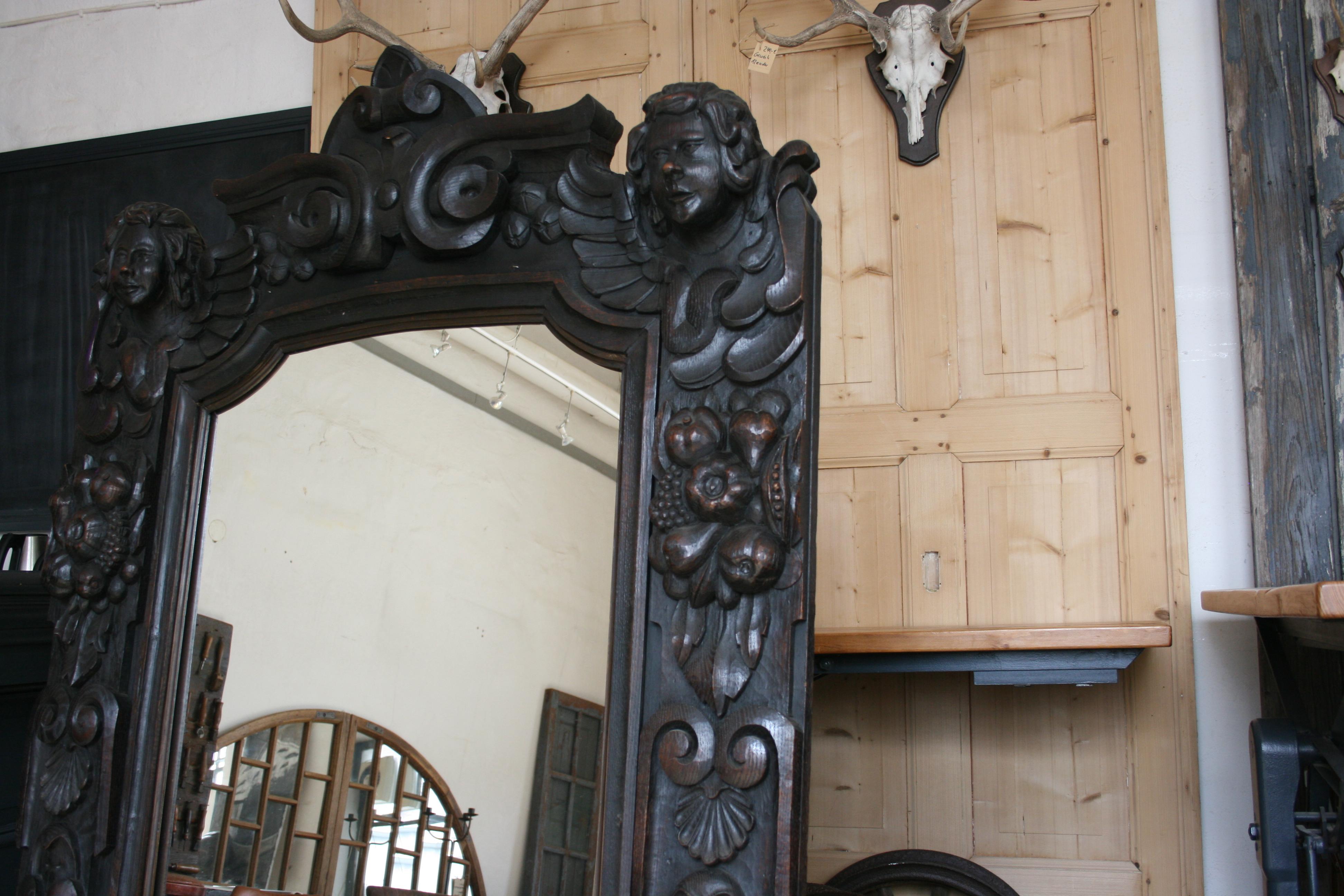 Baroque Frame Mirror from Benrath Castle in Germany, Oak, 17th Century 6