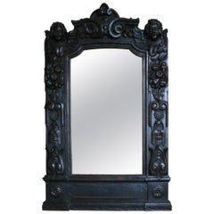 Baroque Frame Mirror from Benrath Castle in Germany, Oak, 17th Century
