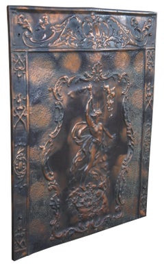 Baroque French Man with Torch Pressed Metal Fireplace Summer Cover Wall Plaque