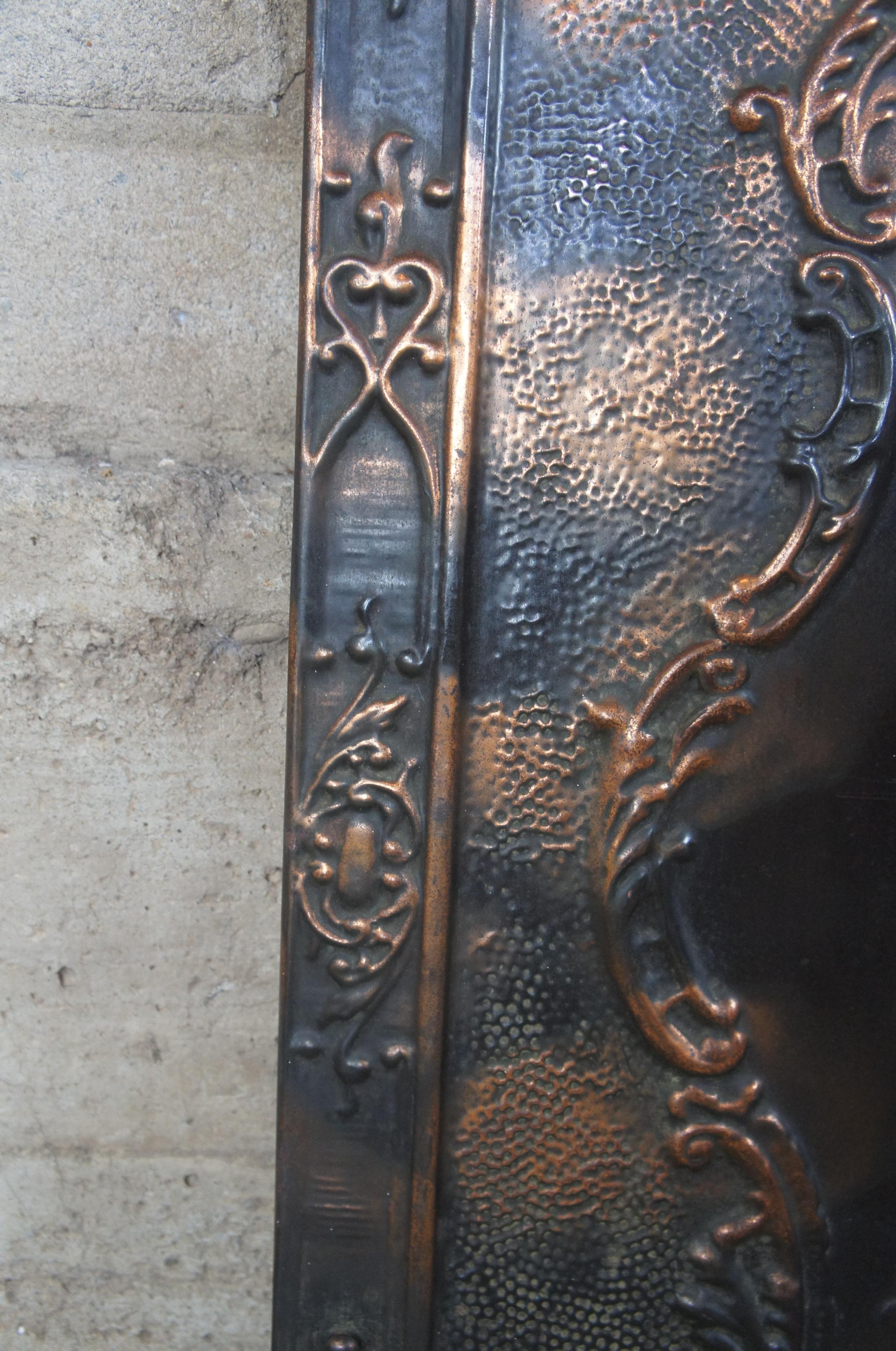 Baroque French Man with Torch Pressed Metal Fireplace Summer Cover Wall Plaque In Good Condition In Dayton, OH