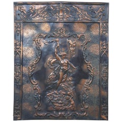 Baroque French Man with Torch Pressed Metal Fireplace Summer Cover Wall Plaque