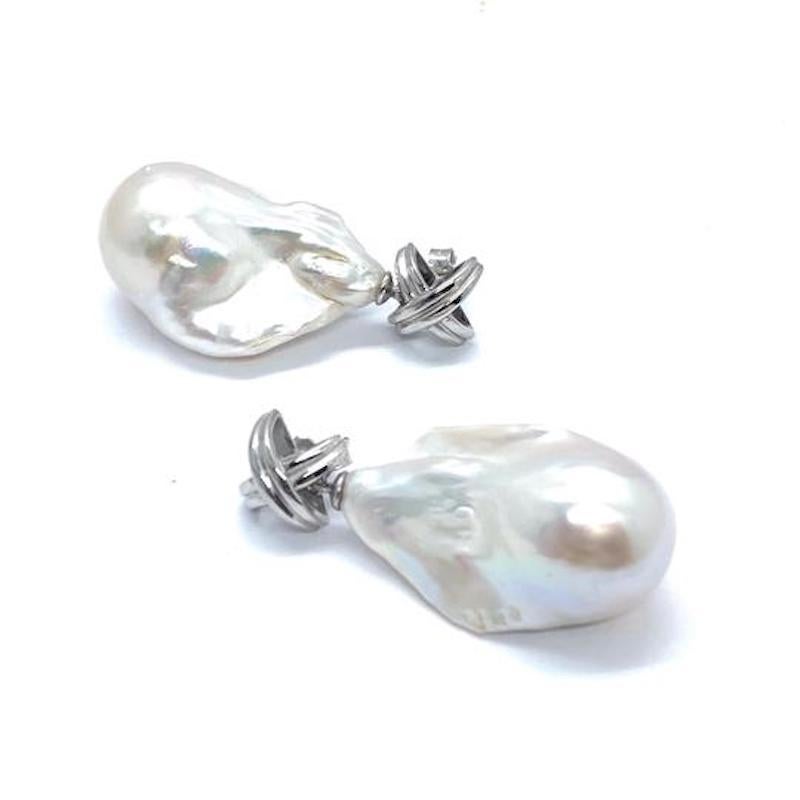 Women's Baroque Fresh Water Pearl Earrings 14k Gold Certified 