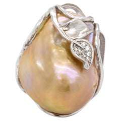 Retro Baroque Fresh Water Pearl Ring Sterling Silver