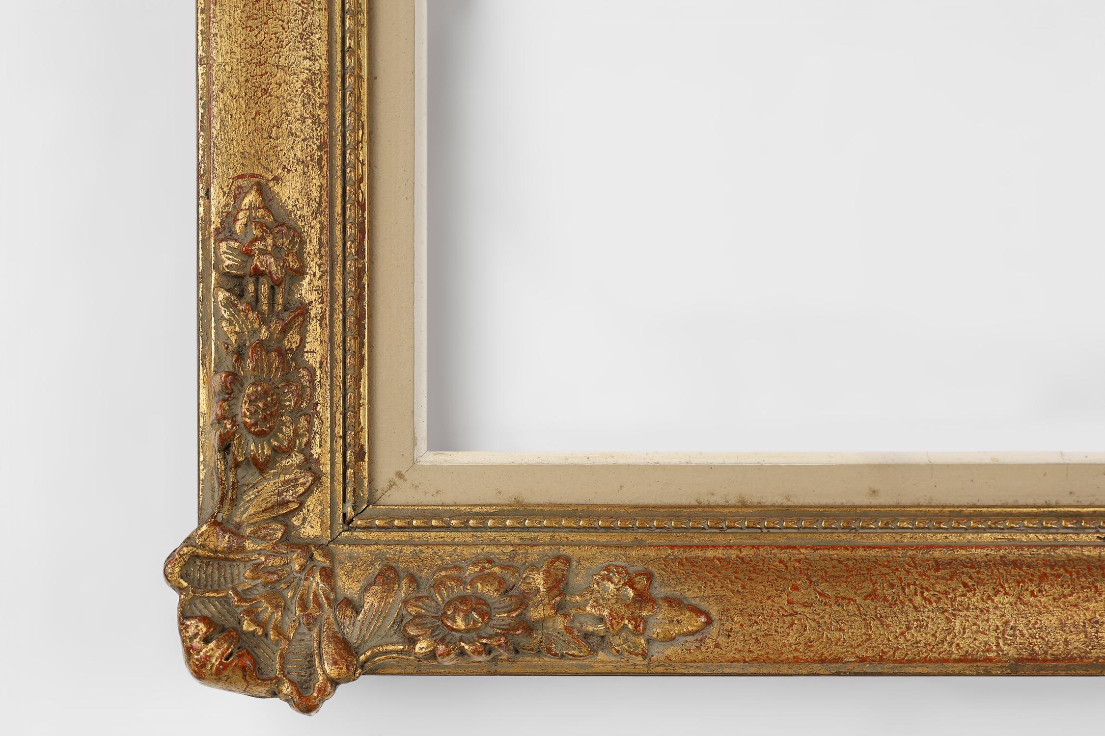 Marco de cuadro barroco dorado en madera, Francia ca. 1900 Barroco en venta