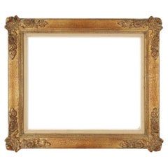Cadre de peinture baroque doré en bois, France, vers 1900