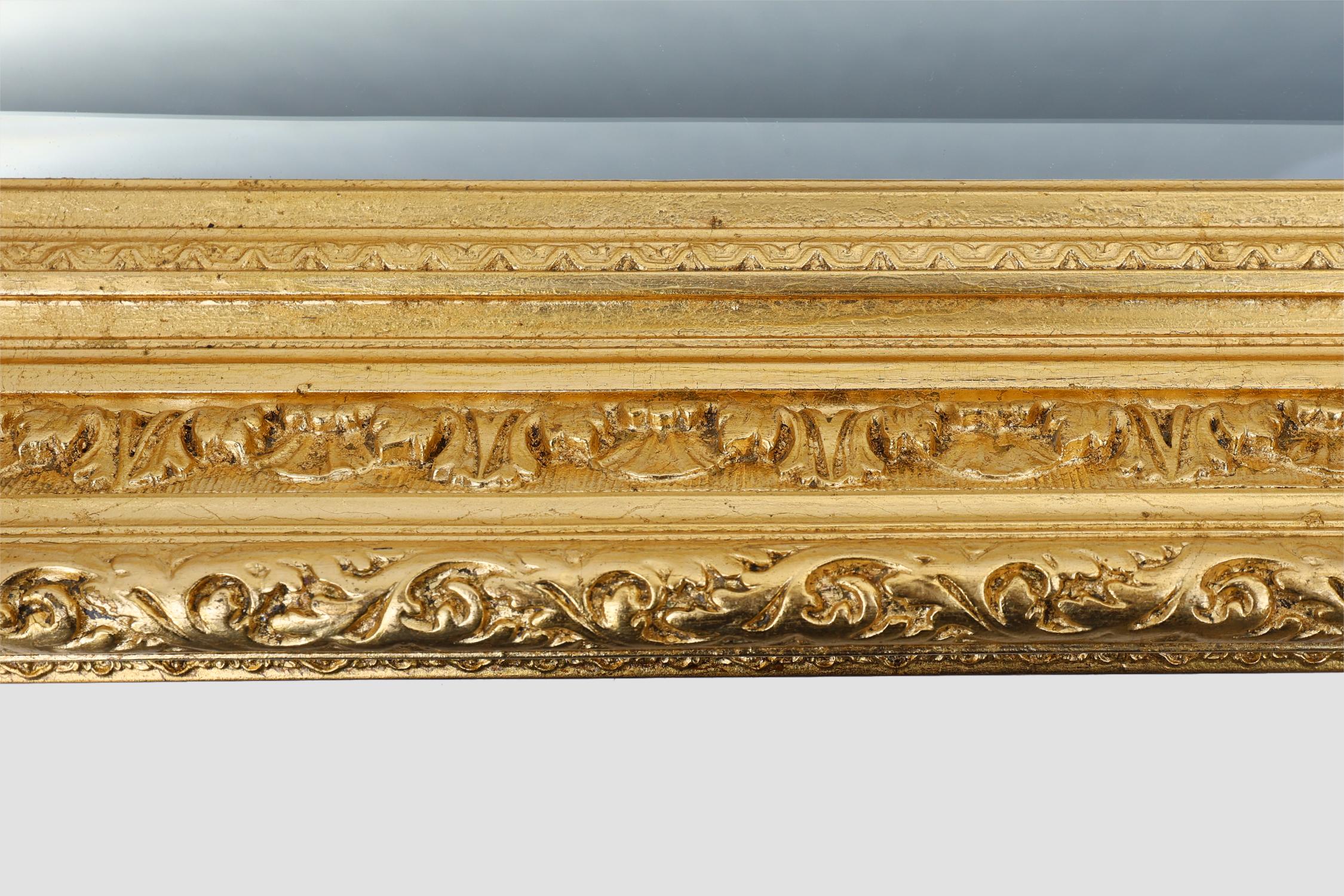 Gilt Baroque gilt facet cut wall mirror in wood, France 1850 For Sale