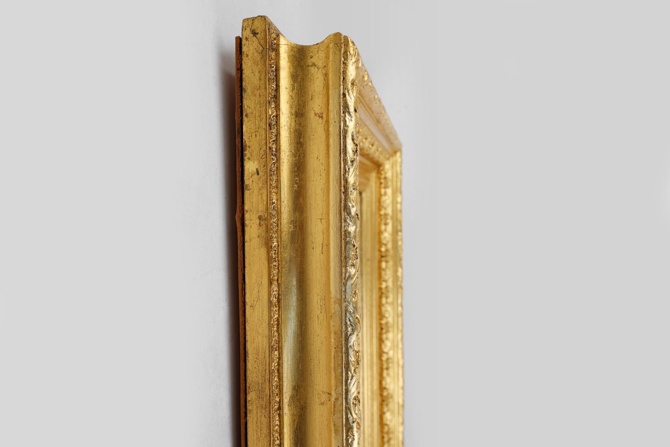 Baroque gilt facet cut wall mirror in wood, France 1850 For Sale 1