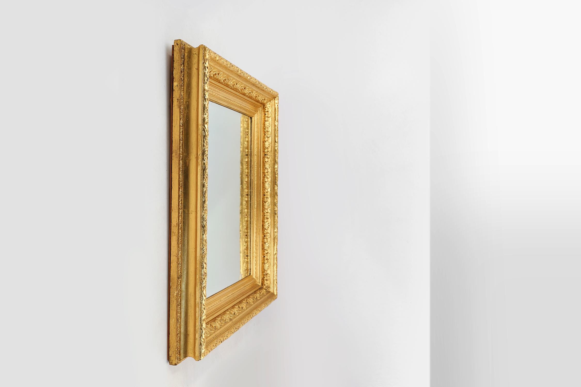Baroque gilt facet cut wall mirror in wood, France 1850 For Sale 2