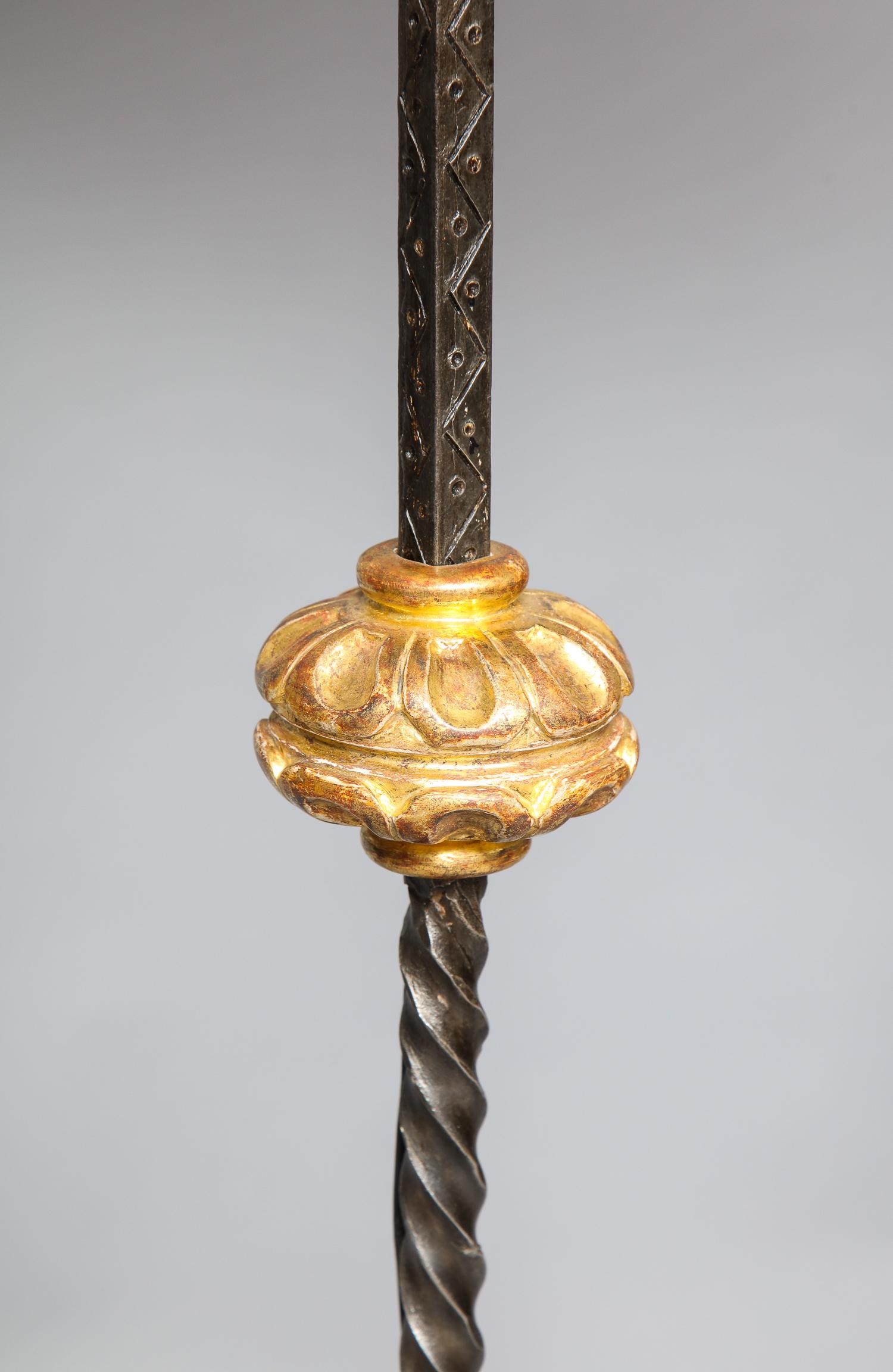North American Giltwood and Wrought Iron Floor Lamp For Sale