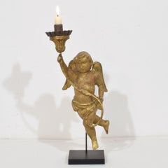Baroque Giltwood Angel Candleholder, Italian, Circa 1750