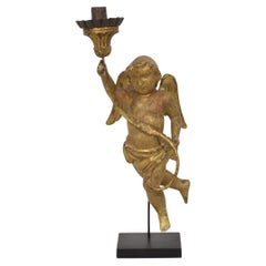 Baroque Giltwood Angel Candleholder, Italian, Circa 1750