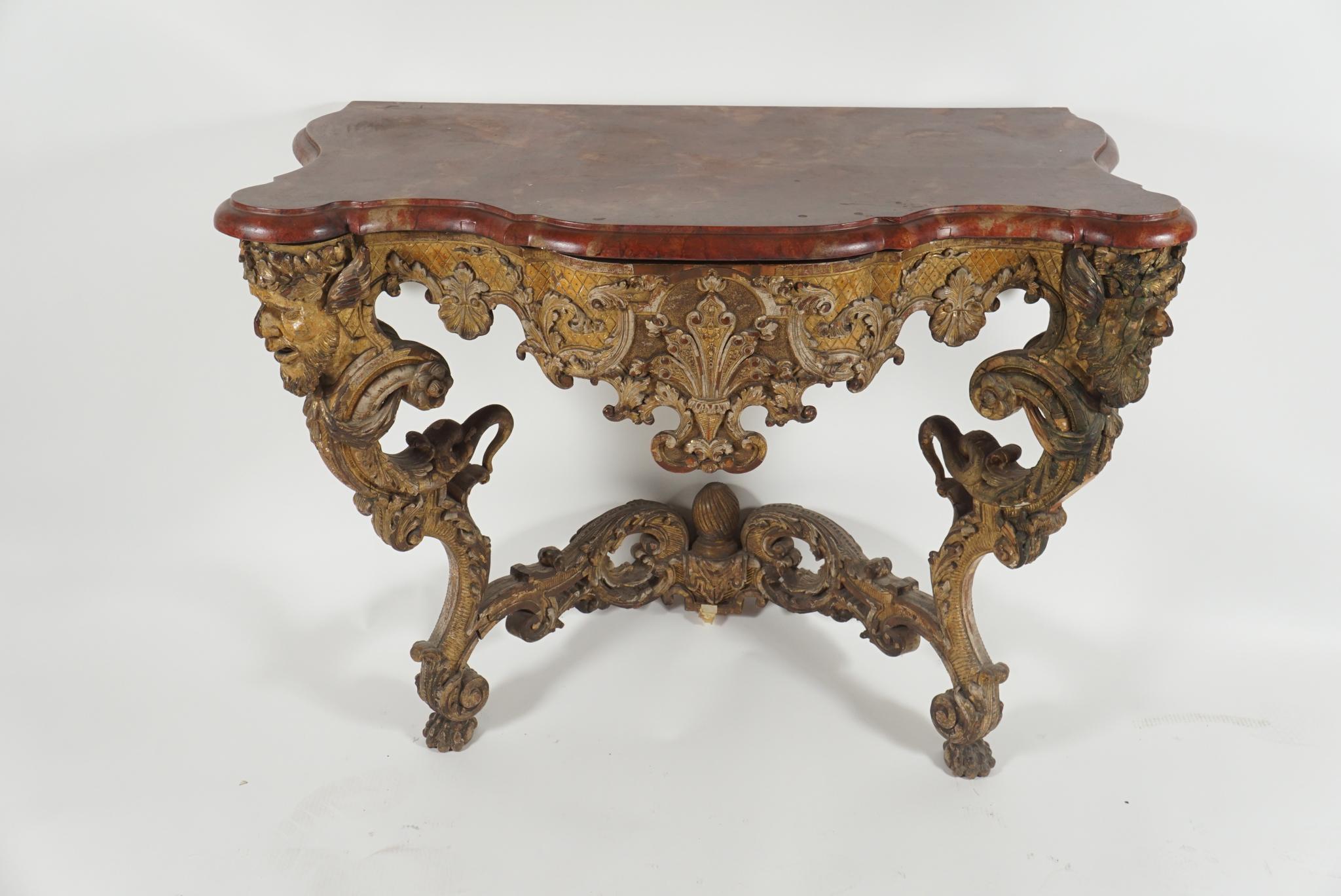Baroque Giltwood Console In Good Condition In Hudson, NY