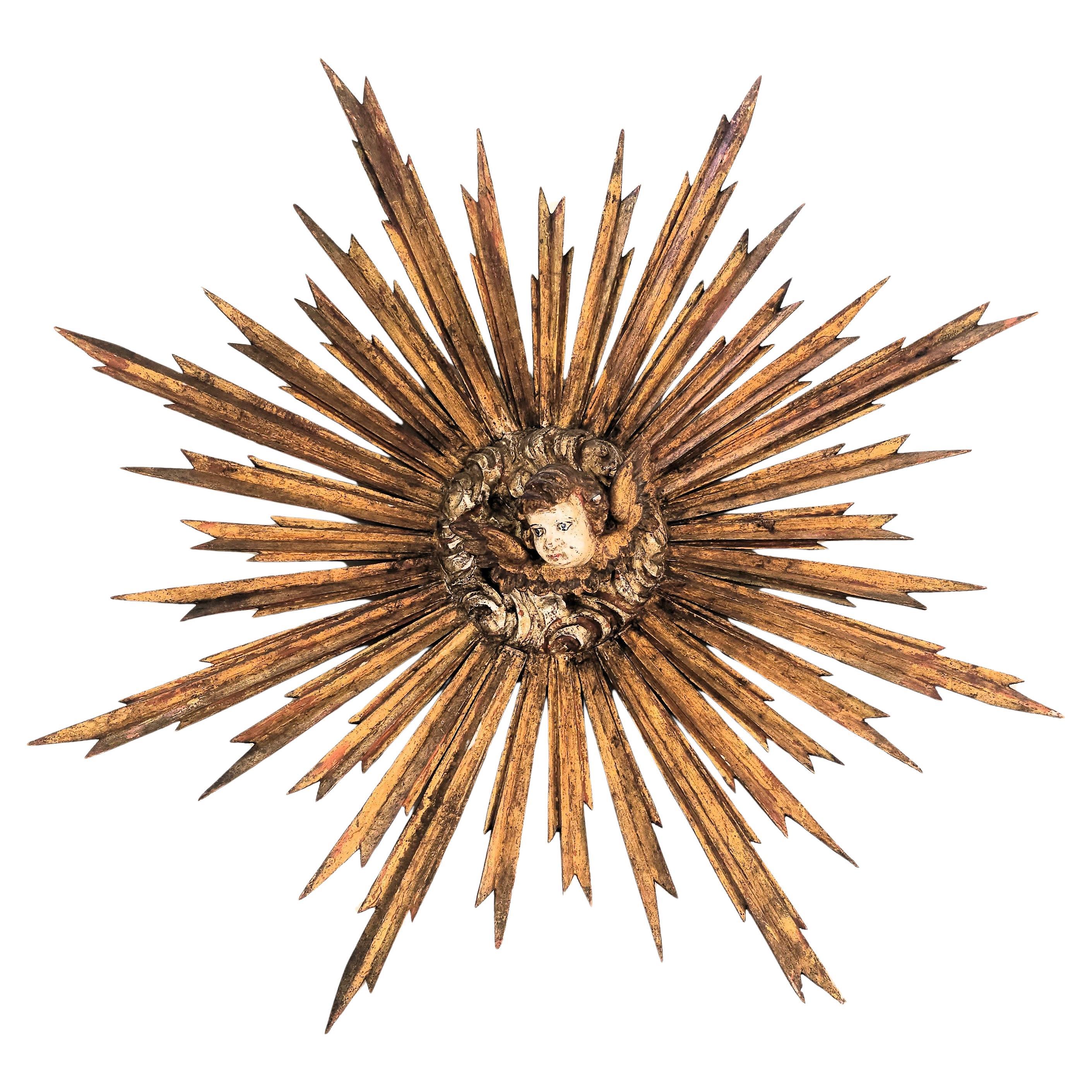Bois doré baroque avec tête de chérubin 18e siècle européen