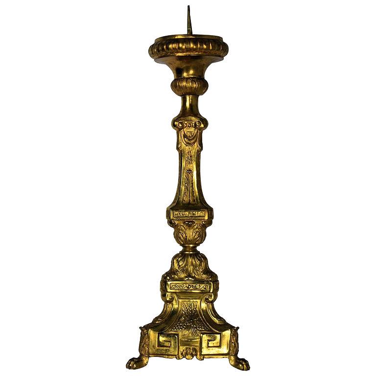 18th Century Baroque Gold-Plated Candlestick