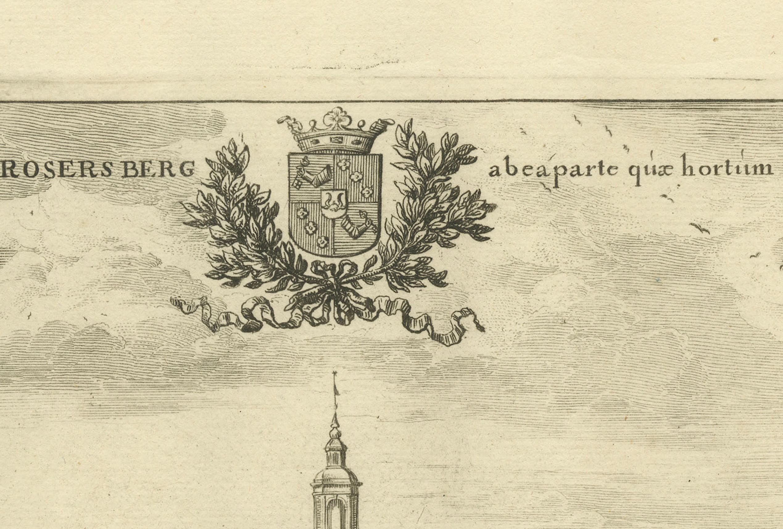 Barocke Grandeur: Die Gärten des Schlosses Rosersberg in Swiddes Gravur von 1695 (Papier) im Angebot