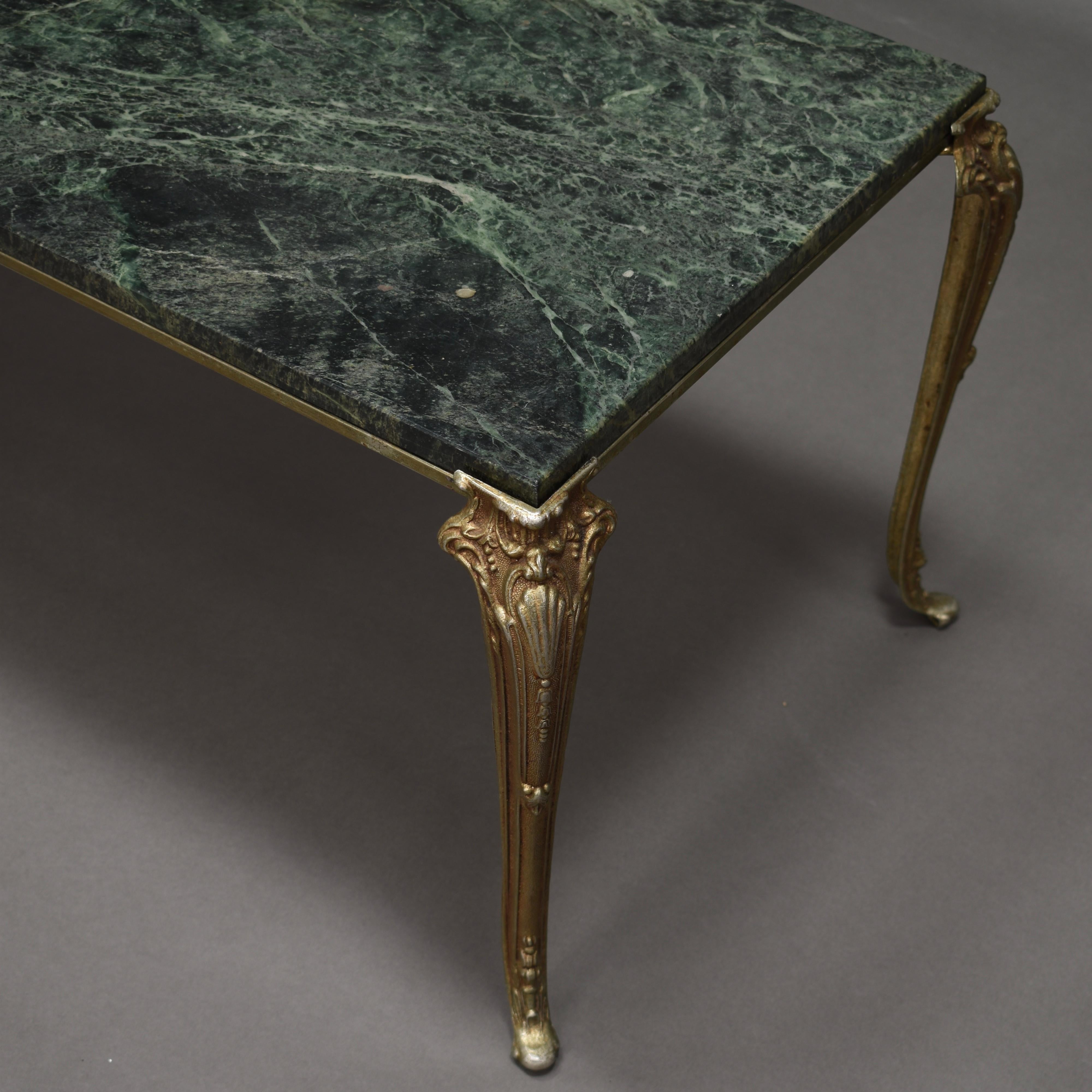 Baroque Great-Gatsby Style Brass and Marble Coffee Table In Good Condition In Pijnacker, Zuid-Holland