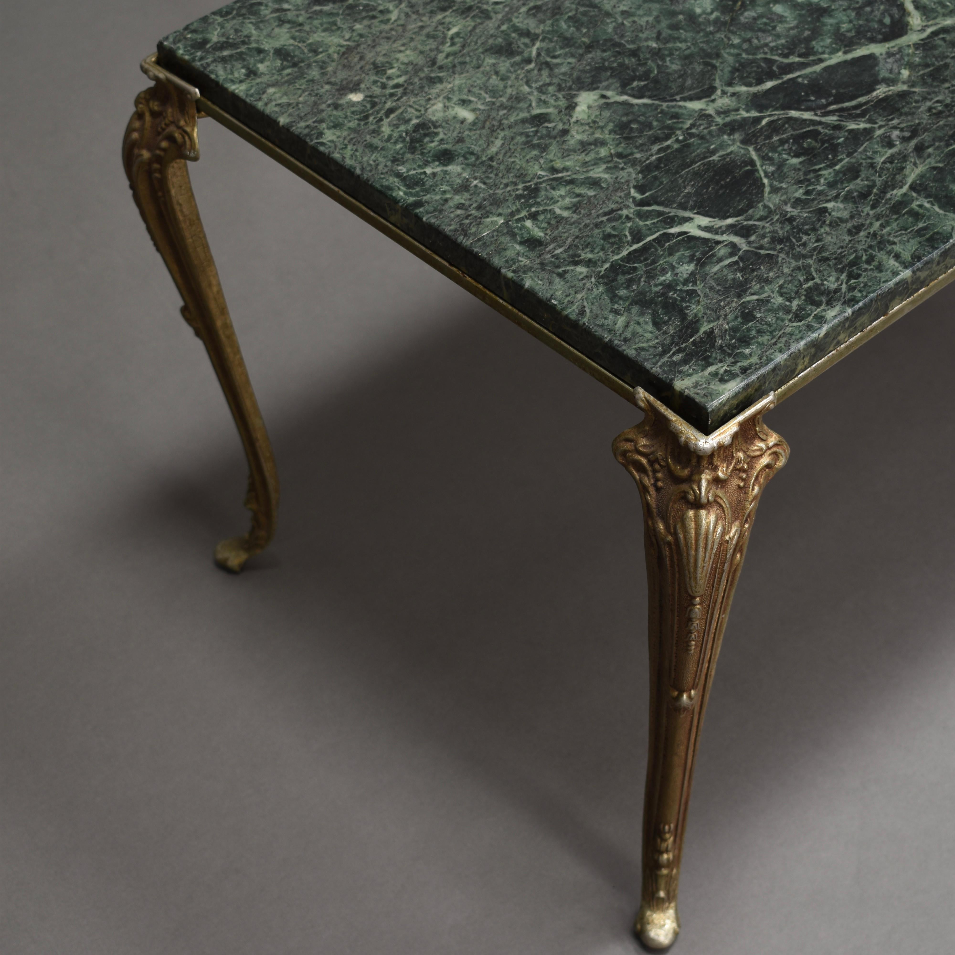 Late 20th Century Baroque Great-Gatsby Style Brass and Marble Coffee Table