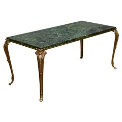 Table basse baroque en laiton et marbre:: style Great-Gatsby