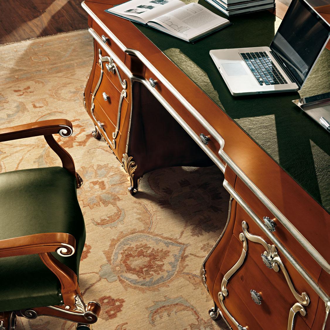 green leather desk chair