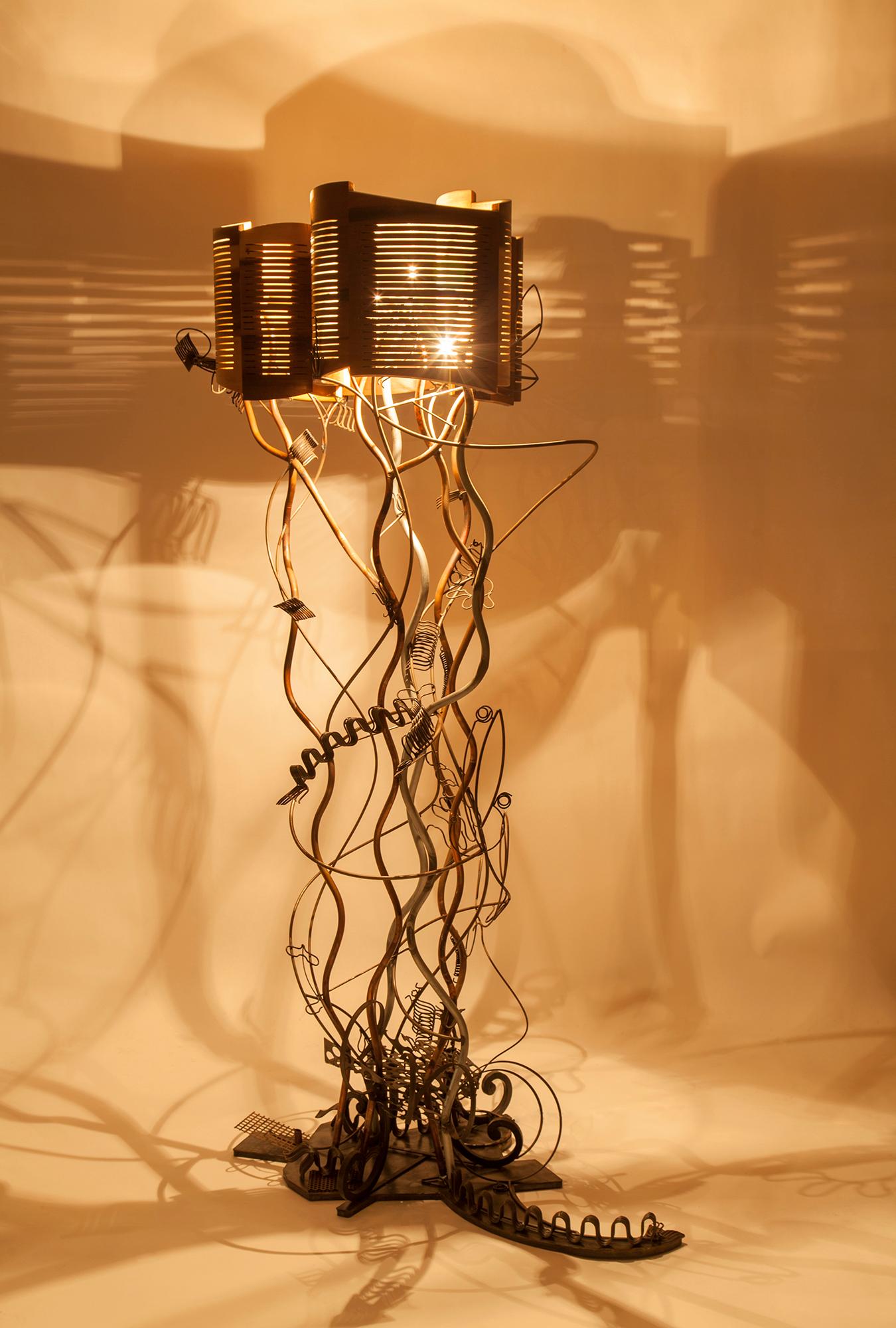 Brutalist Baroque Grunge Garden Floor Lamp by Aswoon/Susan Woods For Sale