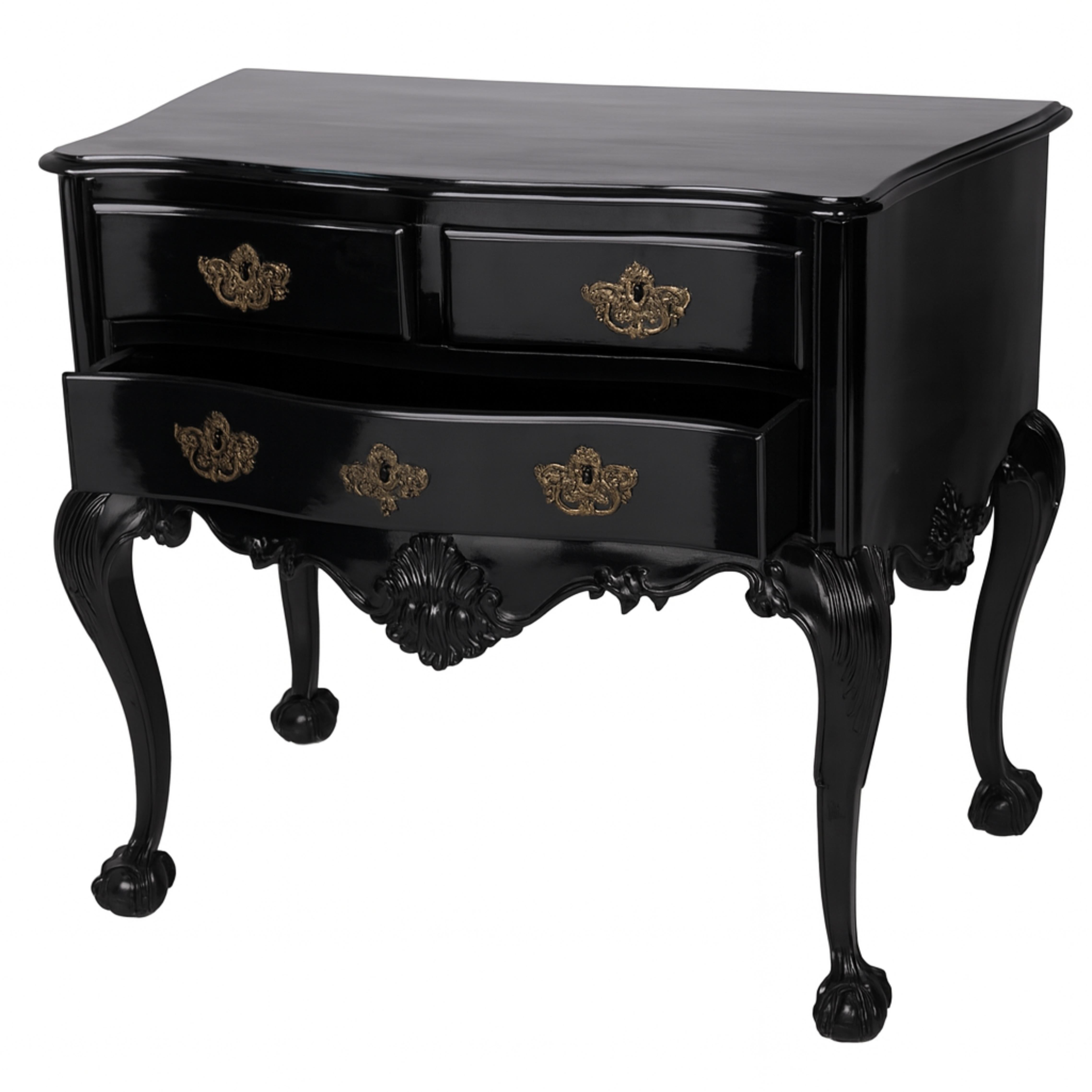 Barocco Mezzo comò barocco in lacca nera, XIX secolo in vendita