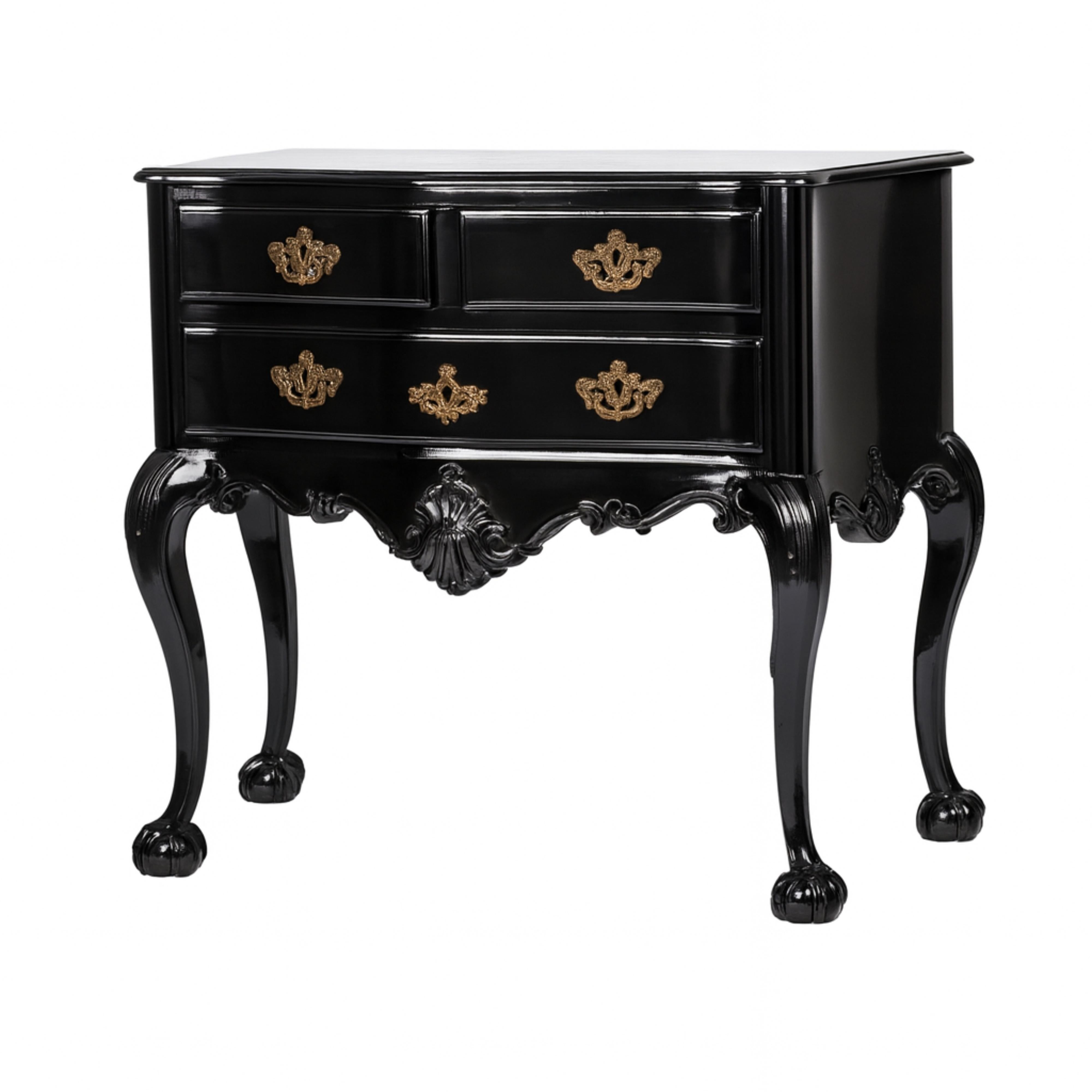Mezzo comò barocco in lacca nera, XIX secolo In condizioni buone in vendita a Lisbon, PT