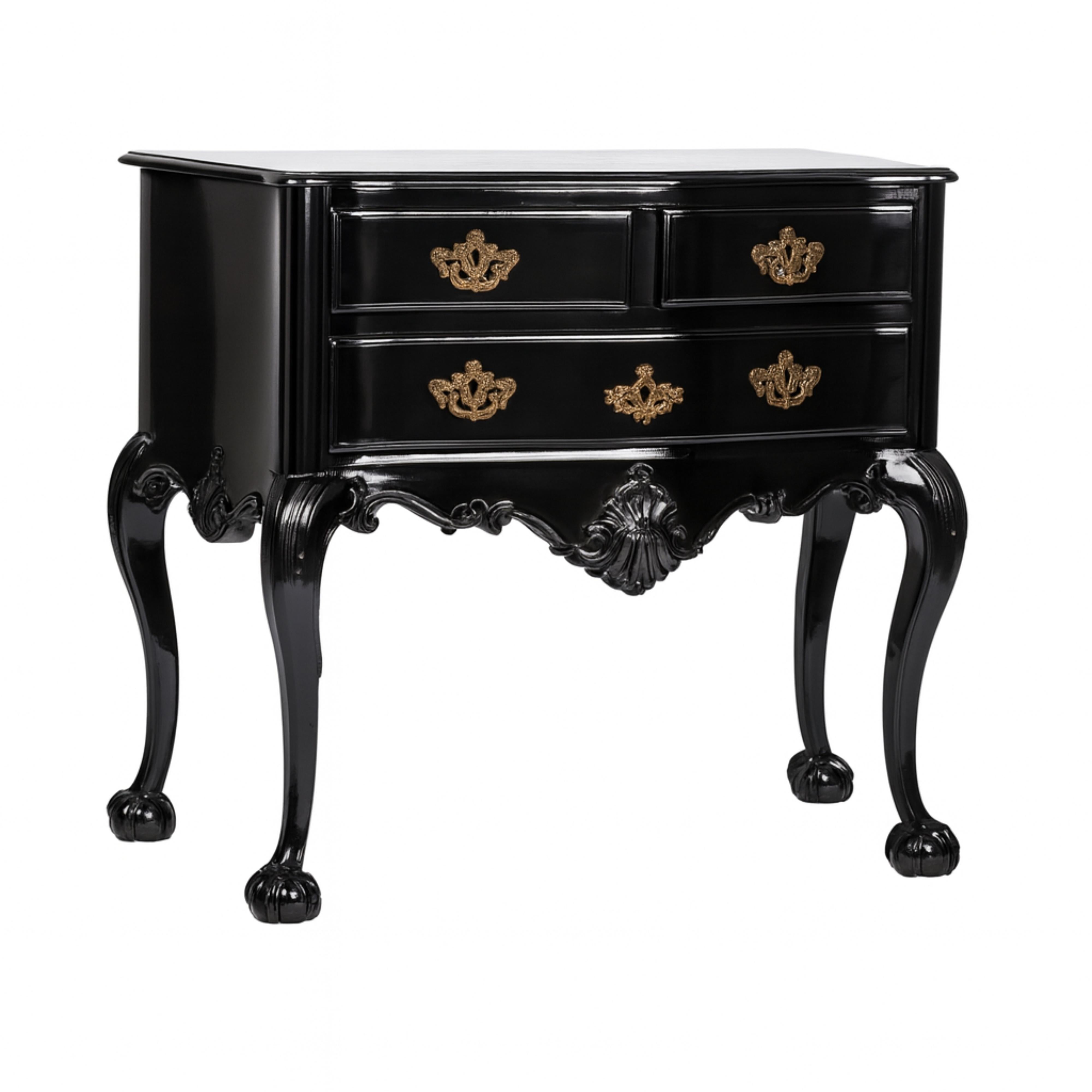 Ottone Mezzo comò barocco in lacca nera, XIX secolo in vendita