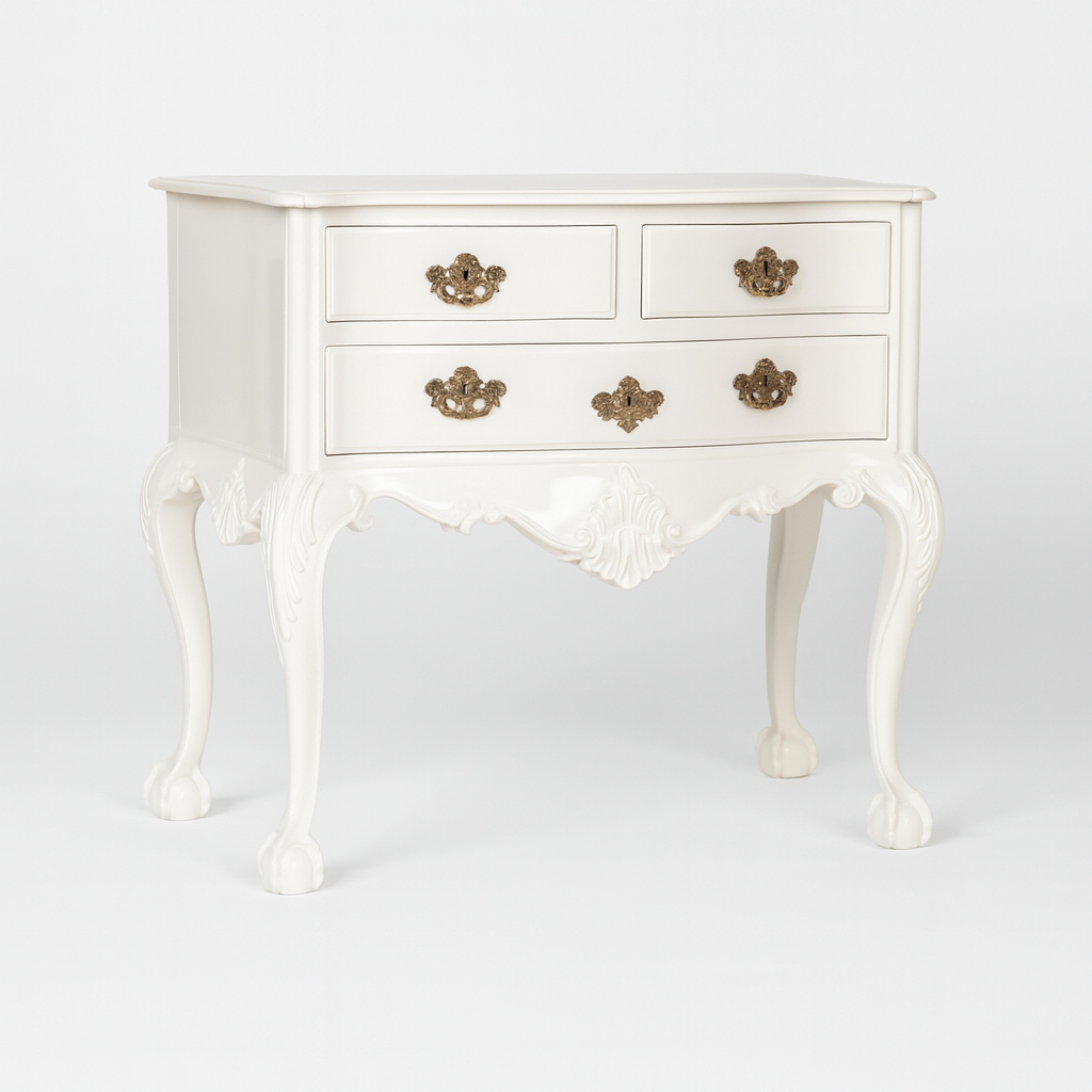 Baroque Half Dresser Off White Lacquer Commode, 19th Century For Sale 1