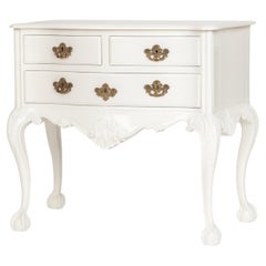 Baroque Half Dresser Off White Lacquer Commode, 19th Century