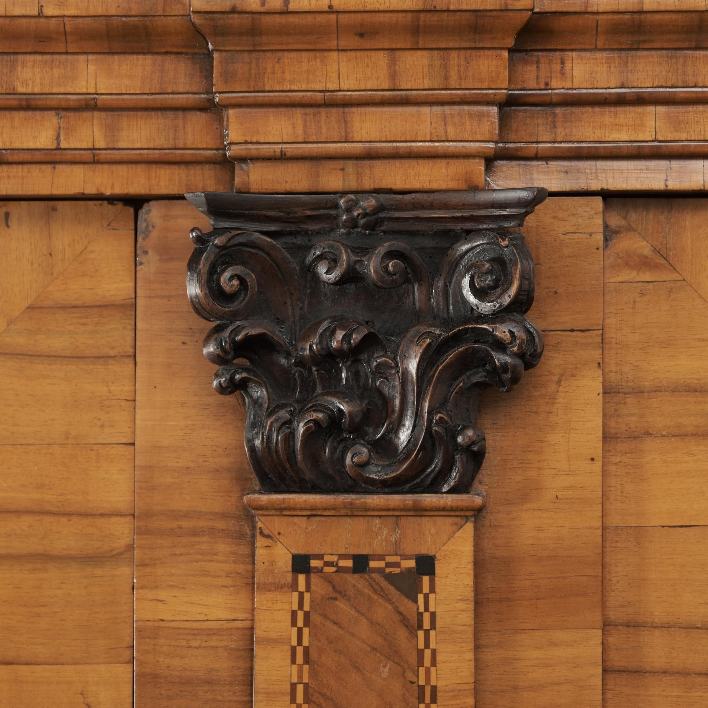 Marquetry Baroque Hall Cupboard 1770/80 Walnut and Walnut Burl For Sale