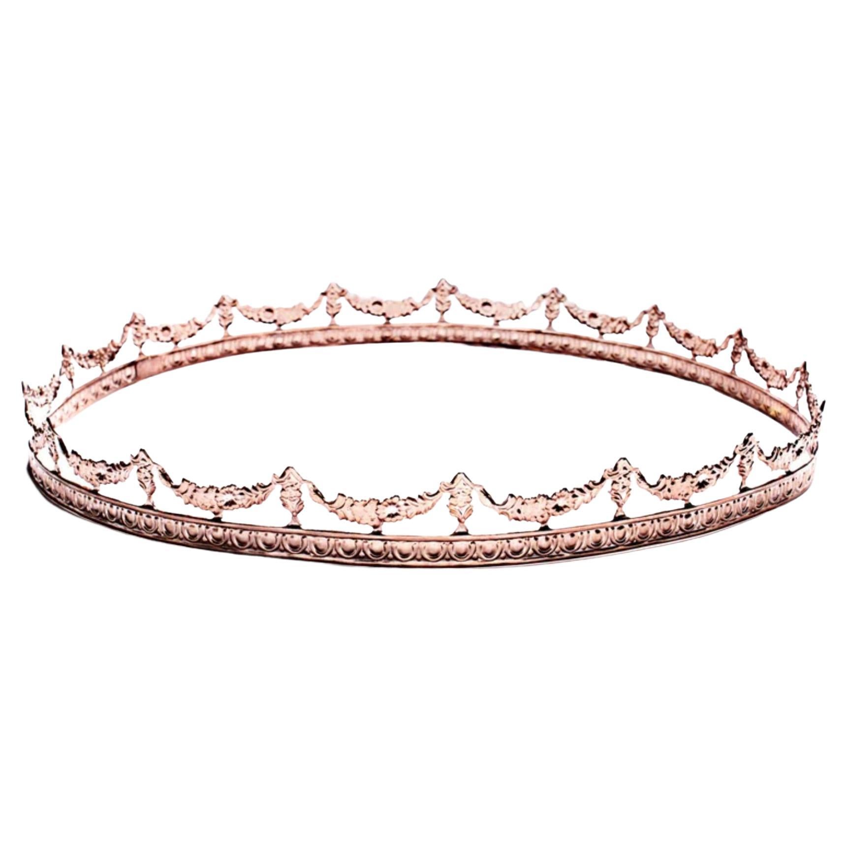 Baroque Halo Crown in Rose Gold Finish For Sale