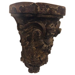 Baroque Hand Carved Gilded Wood Antique Sicilian Shelf, circa 1630